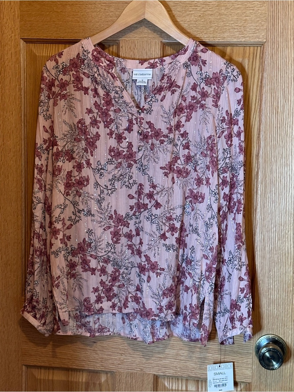 Liz clairborne pink floral with shimmer size small nwt